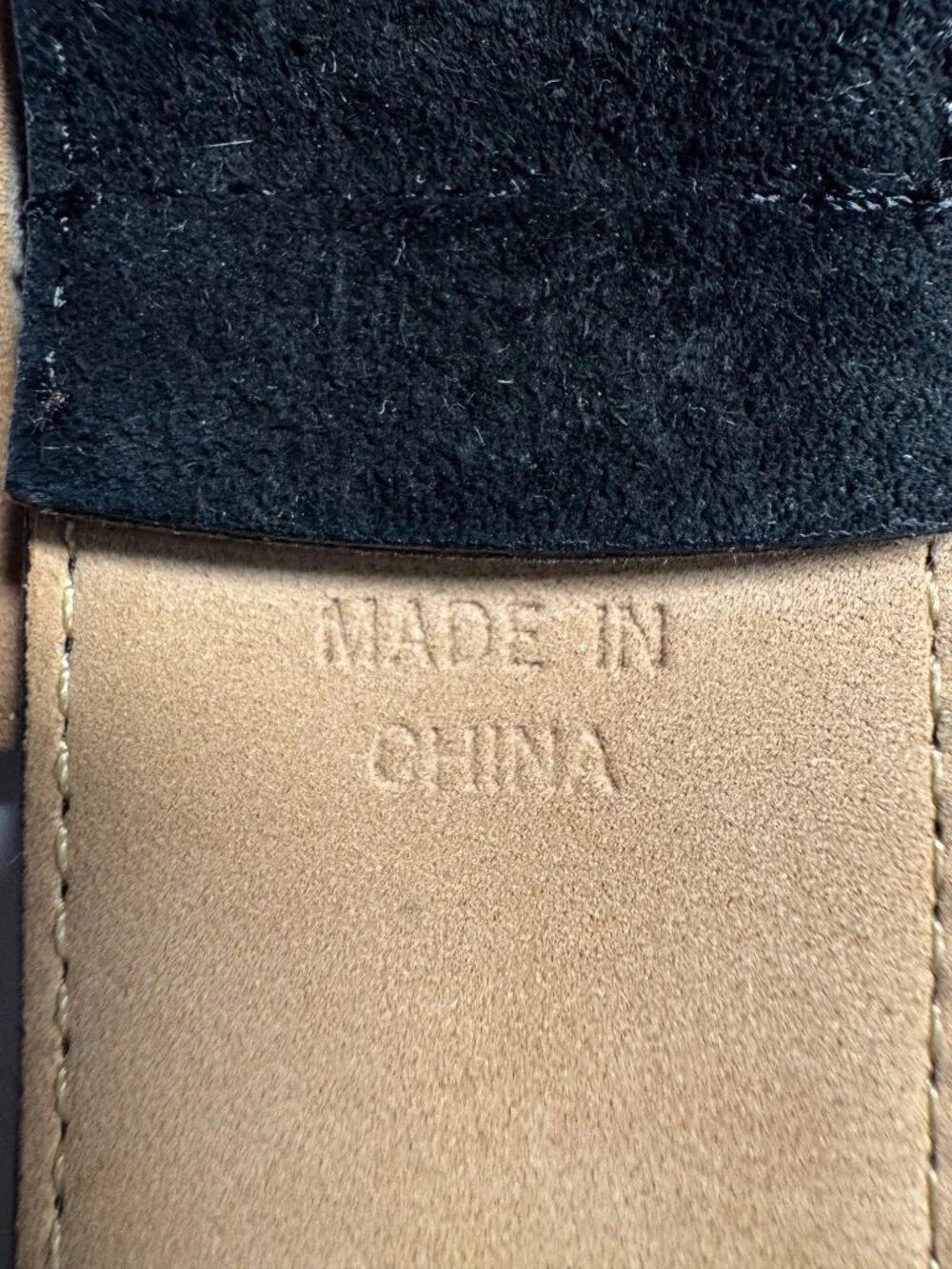 Talbots Womens Genuine Leather Suede Belt With Buckle - Size Small Black & Tan